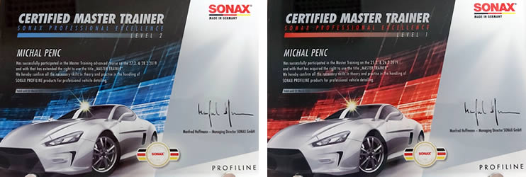 SONAX Certifikáty Michal Penc
